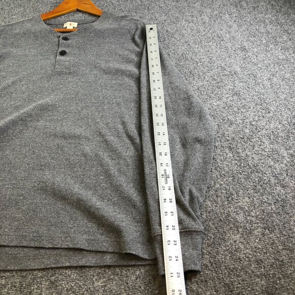 J Crew Shirt Mens Large Gray Oarsman Brushed Rib Knit Henley Long Sleeve - Picture 4 of 9